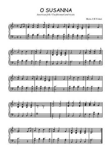 Téléchargez l'arrangement pour piano de la partition de O Susanna en PDF
